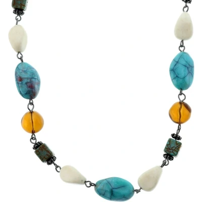 Afbeelding van Behave Lange ketting met turquoise en bruine kralen