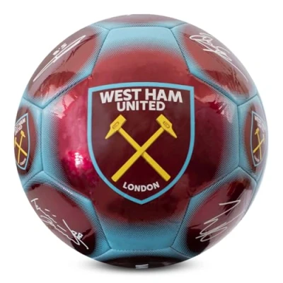 Afbeelding van Hy Pro Officieel gelicenseerde West Ham F.C. Classic Signature Football Metallic, maat 5, hamers, training, wedstrijd, koopwaar, verzamelobject voor kinderen en volwassenen, bordeaux