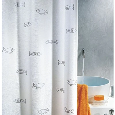 Afbeelding van Spirella Kos Douchegordijn, textiel, polyester, zilver, metallic effect, 120 x 200 cm, wit/zilver