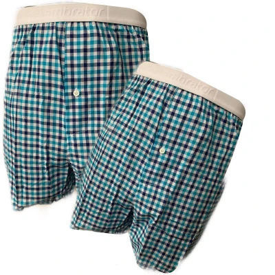 Afbeelding van Embrator 2 stuks mannen Boxershort geweven katoen donkerblauw/turquoise 4XL