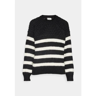 Afbeelding van ONLY Onlbillie LIFE Stripe Oneck Trui, Dames, Maat: XS, Black/cloud dancer