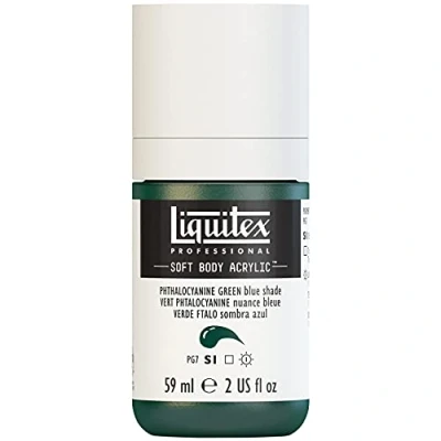 Afbeelding van Liquitex 1959317 Professional Acrylfarbe Soft Body Künstlerfarbe in cremiger deckender Konsistenz, hohe Pigmentierung, lichtecht &amp; alterungsbeständig, 59ml Flasche Phthalogrün (Blauton)
