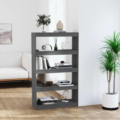 Afbeelding van Boekenkast/kamerscherm 80x30x135,5 cm massief grenenhout grijs