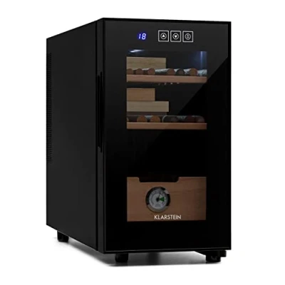 Afbeelding van Klarstein EL Presidente 23 Glass Edition Humidor, sigarenopslag, energie efficiëntieklasse B, L, geleidelijk instelbare interne temperatuur, 100 tot 150 sigaren, glazen deur, zwart