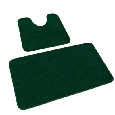 Afbeelding van Rururug, Badmatten, 2 delige set, wasbare microvezel badkamermatten, vernieuwde plastic onderkant met stippen, badtapijt en toilet mat (groen, 50 x 80 cm + 40 cm)