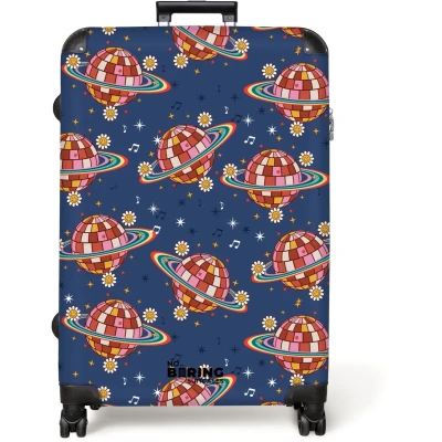 Afbeelding van NoBoringSuitcases.com® Koffer groot Reiskoffer lichtgewicht Retro disco regenbogen patroon kleurrijk Rolkoffer met 4 wielen Grote trolley XL 98 liter bagage
