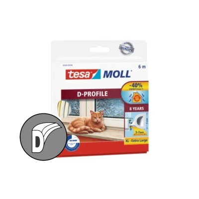 Afbeelding van Tesa Tochtband D profiel 6m x 3 7mm wit