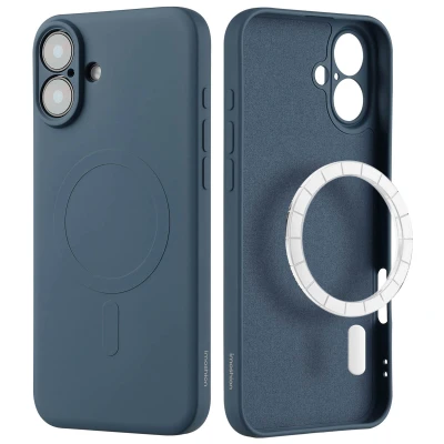 Afbeelding van Apple iPhone 16 MagSafe Hoesje Siliconen en TPU (zacht) imoshion Softcase/Backcover Donkerblauw Telefoonhoesje