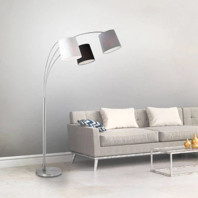Afbeelding van JUST LIGHT. Vloerlamp Melvin, 3 lamps, zwart/grijs/wit