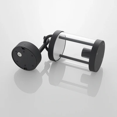 Afbeelding van Lucande Wandlamp buiten 1licht aluminium, glas H: 30 cm E27 donkergrijs, transparant