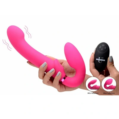 Afbeelding van G Pulse Vibrerende Strapless Dildo Met Afstandsbediening Roze Vibrerend Ei