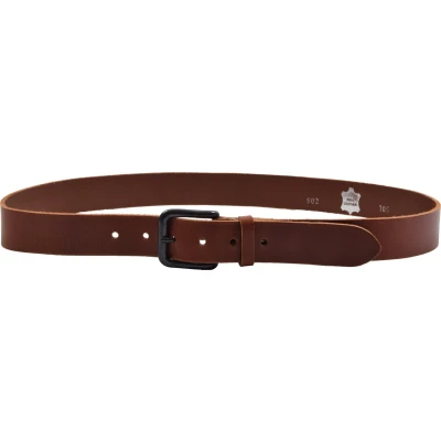 Afbeelding van Stijlvolle Buffellederen Riem 3.5 cm Breed 105 Lang Cognac Bruin met Zwarte Metalen Gesp