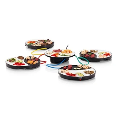 Afbeelding van Princess Dinner4All 103080 Gourmetstel Grill &amp; Bakplaat 2 meter snoer 4 personen Uitbreiding mogelijk