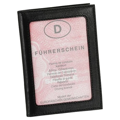 Afbeelding van Lederen ID kaarthouder creditcardhouder cardhouder automap etui verschillende kleuren, zwart, map