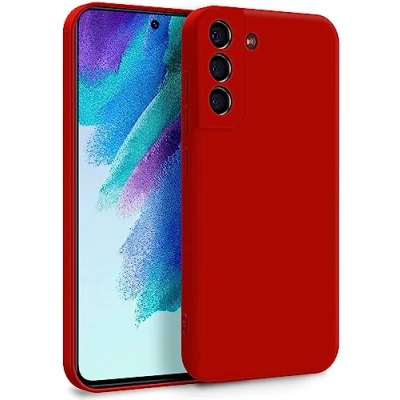 Afbeelding van MyGadget Hoes voor Samsung Galaxy S21 FE, tweelaagse telefoonhoes met camerabescherming, cover binnenvoering en siliconen buiten, rood