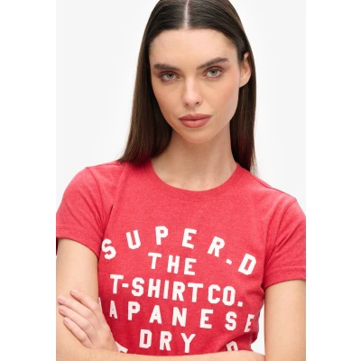 Afbeelding van Superdry PUFF Tshirt print, Dames, Maat: 38, Papaya red marl