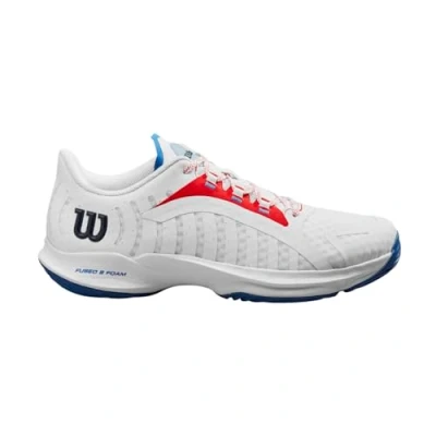 Afbeelding van Wilson Heren Hurakn Pro tennisschoen, Wit rood/Deja Vu Blauw, 41 UK, Rood Deja EU