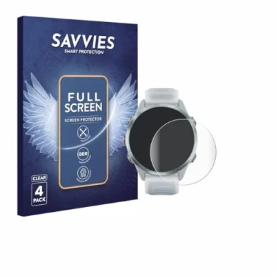 Afbeelding van Savvies Screenprotector voor Garmin Forerunner 570 (42 mm) Folie Beschermfolie transparant volledig dekking (4 Stuks)