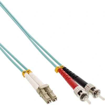 Afbeelding van LC ST Duplex Optical Fiber Patch kabel Multi Mode OM3 turquoise / LSZH 7,5 meter
