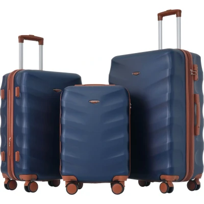 Afbeelding van Merax Koffer Set Harde Koffers M L XL 4 Wielen ABS TSA slot Koningsblauw + Bruin
