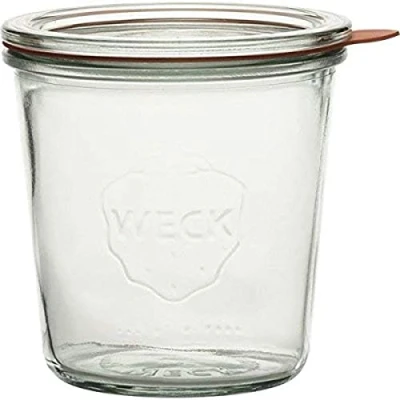 Afbeelding van Weck Inmaakglas 500 ml (ronde rand valvorm weckpotten dessertglazen, incl. afdichtingsringen + klemmen) 4 stuks