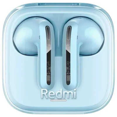 Afbeelding van Xiaomi Redmi Buds 6 Active In ear hoofdtelefoon, Bluetooth 5.4, tot 30 uur batterijduur, 14,2 mm dynamische driver, IPX4 waterbescherming, ruisonderdrukking, transparant blauw