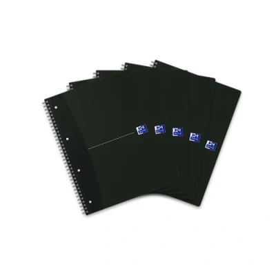 Afbeelding van Oxford Collegeblok A4, geruit met rand 140 pagina&#039;s, smart black/zwart, 5 stuks