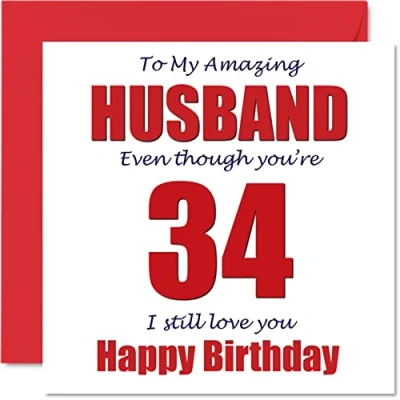 Afbeelding van Grappige 34e verjaardagskaarten voor echtgenoot 34 I Still Love You Gelukkige verjaardagskaart van echtgenote partner, vierendertig vierendertigste plagergeschenken, 145