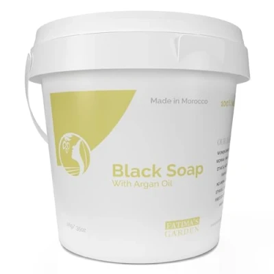 Afbeelding van Fatima&#039;s Garden Zwarte Zeep met Arganolie Exfoliërende Reiniger, 1Kg