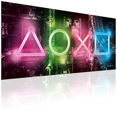 Afbeelding van Gamer XXL Poster; Game Console Foto Geometrische Vormen Muur Art Print 100 x 45 cm Wanddecoratie met Indrukwekkende Kleuren
