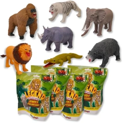 Afbeelding van Sbabam, Funny Box Jungle Predators Maxi, krantenkiosk, dierspeelgoed voor kinderen, 4 stuks, uittrekbaar, kleurverandering, speelgoedcadeau