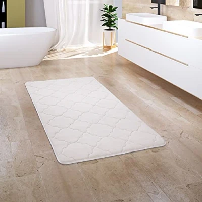 Afbeelding van Badkamerkleed Badmat Badvloerkleed Douchemat Pluizig Traagschuim 3D Effect Wasbaar, Maat:65x120 cm, Kleur:Crème 2
