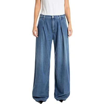 Afbeelding van Replay Damesjeans met brede pijpen, 009, medium blue., 27W x 32L