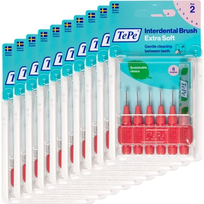 Afbeelding van 10x TePe Ragers Extra Zacht 0,5 mm Lichtrood blister à 6 stuks
