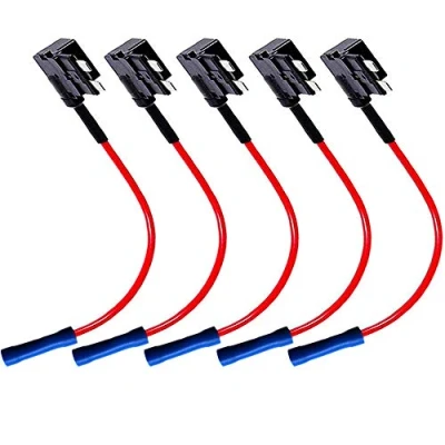 Afbeelding van QitinDasen 5Pcs Premium 12V / 24V Medium Add a Circuit Zekeringkraan, Piggyback Blade Zekeringhouder, met Kabelboom en 15Pcs Gratis Standaard Bladzekeringen