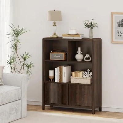 Afbeelding van Dressoir Lukkodso walnootkleurig 103x80x28 cm [en.casa]