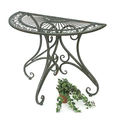 Afbeelding van DanDiBo tafel halfronde wandtafel halve 130434 bijzettafel van metaal 90 cm tuintafel console