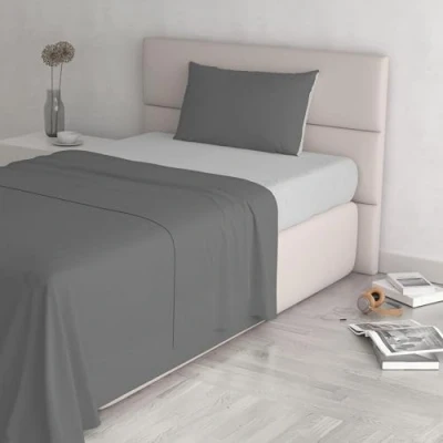 Afbeelding van Italian Bed Linen Natural Color beddengoedset, 100% katoen, lichtgrijs/rook, afzonderlijk