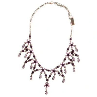 Afbeelding van Behave Ketting rosè goud kleur met stenen paars 40 cm