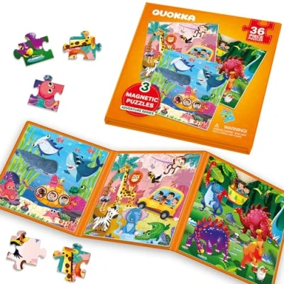 Afbeelding van Magneetspel vanaf 2 3 jaar, 36 delige puzzel, activiteit in het vliegtuig, kleine kinderen, dierlijk reisspel voor kinderen leermagneet, cadeau de roadtrip