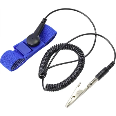 Afbeelding van TRU COMPONENTS ESD armband Blauw, Zwart Incl. aardingskabel Drukknop 9.52 mm (3/8)