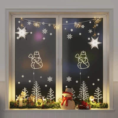 Afbeelding van Kerstverlichting sneeuwpop silhouet 2 st 35 LEDs warm wit