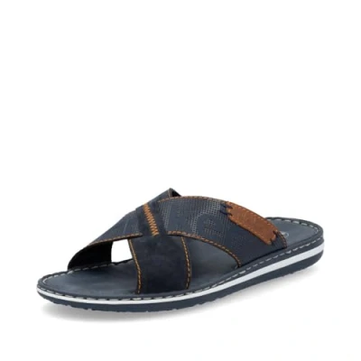 Afbeelding van Rieker Muiltjes, Heren, Maat: 40, Pazifik/sherry/navy Leer en imitatieleer