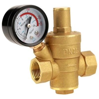 Afbeelding van DN15 Messing drukreduceerventiel drukregelaar Verstelbare waterdrukregelaar Reducer met manometer