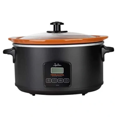 Afbeelding van Jata JEOL2145 Slowcooker Terracotta schaal met glazen deskel LED scherm 5 liter inhoud 210 Watt