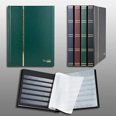 Afbeelding van Prophila Collection 32 zwarte pagina&#039;s A5 postzegels insteekboek groene omslag