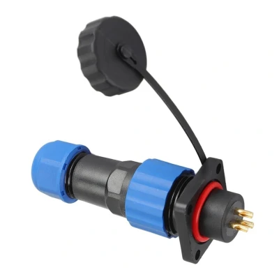 Afbeelding van Male + chassis square base 24V waterdichte connector 3 aderig IP68