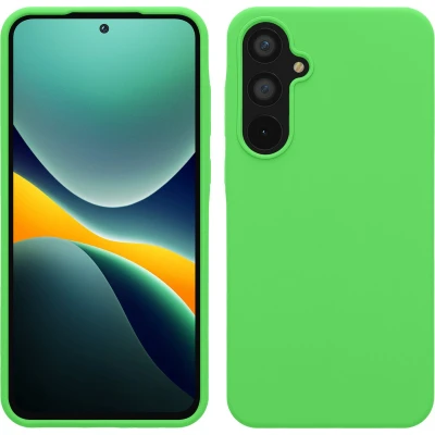 Afbeelding van kwmobile telefoonhoesje geschikt voor Samsung Galaxy A55 5G Hoesje met siliconen coating Smartphone case in limoengroen