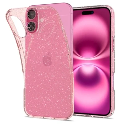 Afbeelding van Spigen Liquid Crystal Glitter Case voor iPhone 16 hoesje Rose Quartz