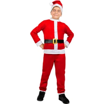 Afbeelding van FUNIDELIA Kerstman kostuum voor jongens 7 9 jaar (134 146 cm) Rood